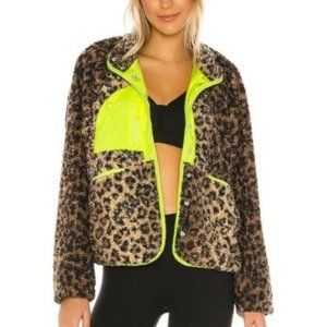 Free People Movement Fleece Leopard Neon Queen Of Jungle Jacket Small